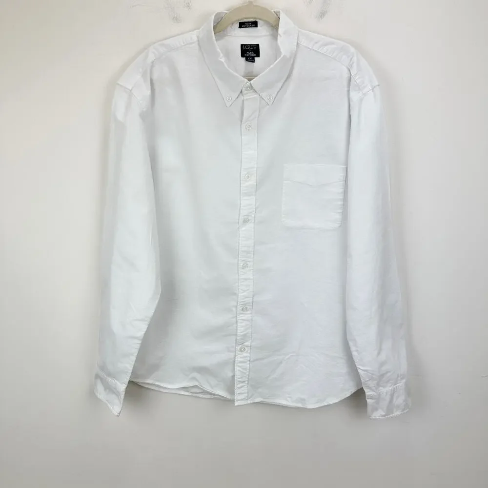 J.Crew Untucked Fit Slim Flex Oxford Shirt Cotton Mens Preppy White Classic XXL - Picture 5 of 12